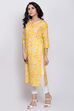 Yellow Cotton Straight Printed Kurta image number 2