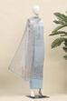 Sky Blue Linen Unstitched Suit Set image number 4
