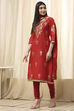 Blue Poly Chanderi Fitted Suit Set image number 3