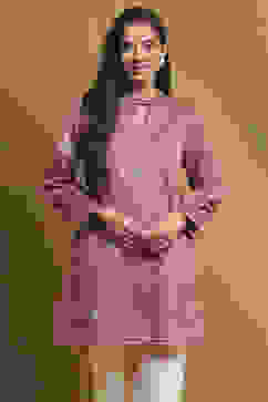 Red Knitted Block-Print Winter wear Short Kurta image number 5