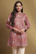 Red Knitted Block-Print Winter wear Short Kurta image number 5