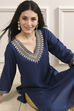 Blue Solid Straight Kurta image number 0