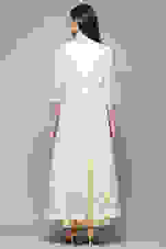 White Polyester Blend Straight Dress image number 3