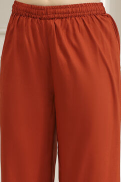 Burnt Orange Solid Relaxed Straight Suit Set image number 2
