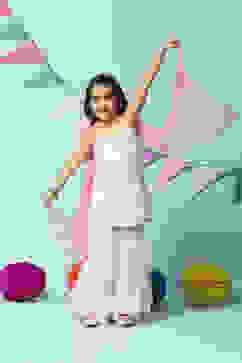 Cream Cotton Straight Kurta Sharara Suit Set image number 0