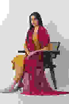 Maroon White Mul Chanderi Dupatta image number 0