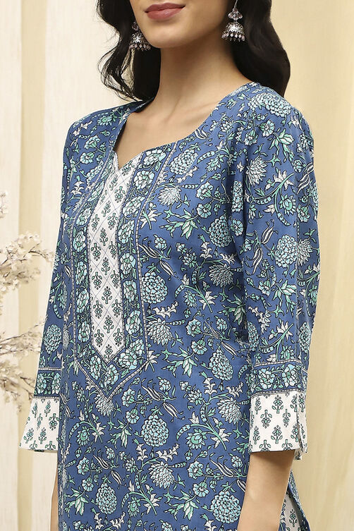 Lime Green and White Cotton Screen Print Unstitched Suit Set image number 2