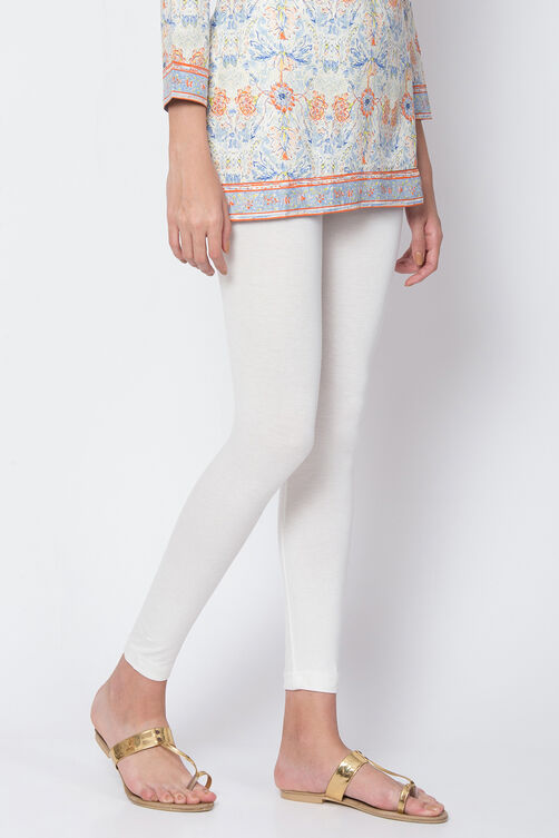 Off White Viscose And Lycra Leggings image number 0