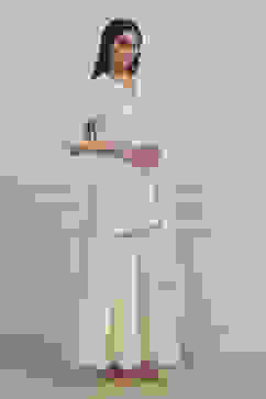 Ecru Cotton Embroidered Straight Sharara Suit Set image number 5