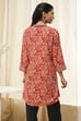 Rust Printed Straight Short Kurta image number 3