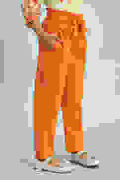 Orange Cotton Solid Regular Pants image number 3