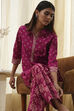 Plum Red Cotton Printed Kurta Set image number 7
