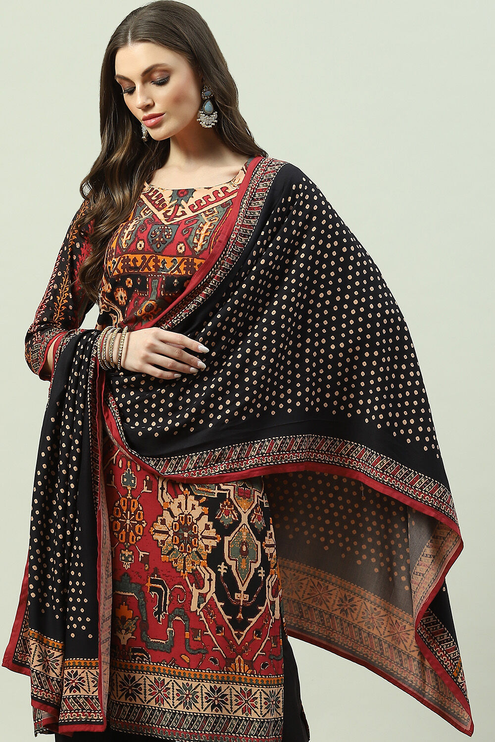 Blue LIVA Straight Kurta Palazzo Suit Set image number 0