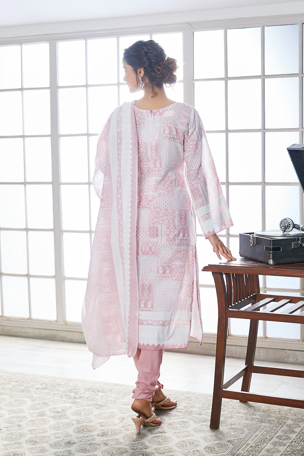 Blue Cotton Blend Digital Print Unstitched Suit Set  image number 4