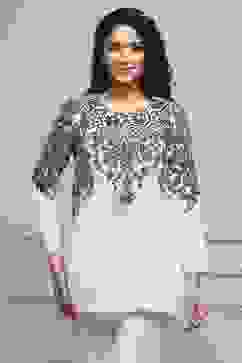 Black and White Art Silk Printed Straight Short Kurta image number 5