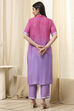 Lilac and Pink Printed Straight Co-ord Set image number 5