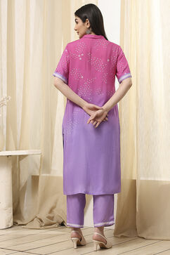 Lilac and Pink Printed Straight Co-ord Set image number 5