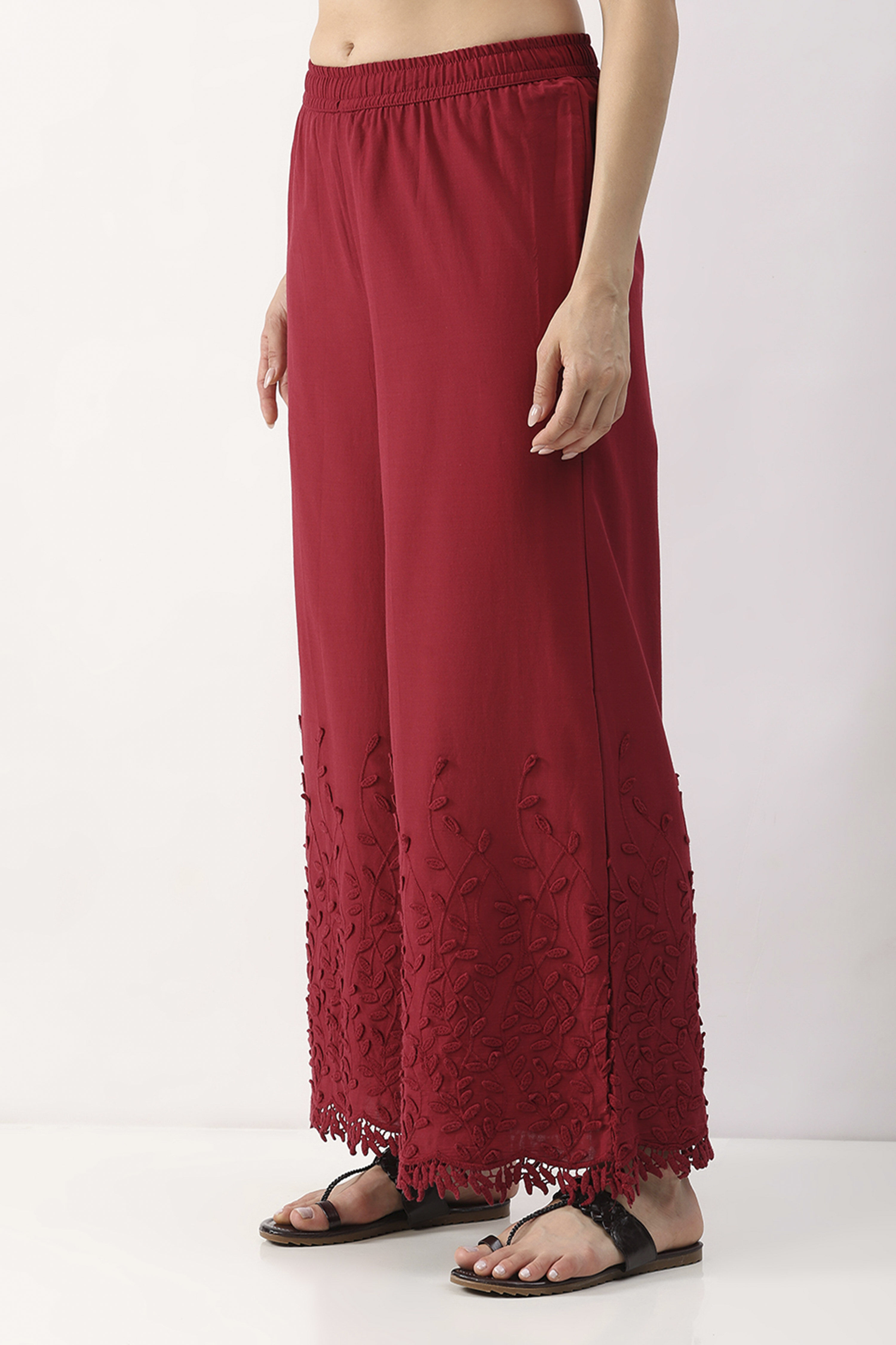 Black Cotton Flared Palazzo image number 2