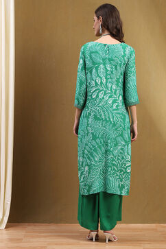 Sea Green Printed Straight Kurta Set image number 4
