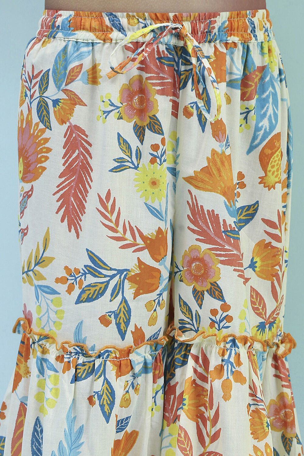 Multi-Colored Printed Gathered Suit Set image number 2