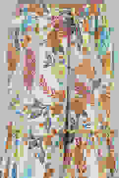 Multi-Colored Printed Gathered Suit Set image number 2