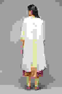 Beige Rayon Gathered Kurta Churidar Suit Set image number 4