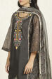 Teal Chanderi Unstitched Suit Set image number 2