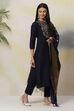 Navy Blue Poly Viscose Straight Kurta Slim Pant Suit Set image number 6