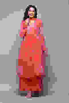 Pink Polyester Gathered Kurta Sharara Suit Set image number 7