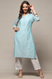 Blue Polyester Asymmetric Kurta