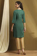 Bottle Green Solid Gathered Straight Kurta image number 3