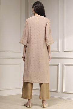 Nude Polyester Straight Solid Kurta image number 3