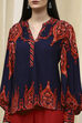 Blue Printed High-Low Top image number 1