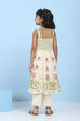 Off White & Green Cotton Floral Printed Anarkali Suit Set image number 4