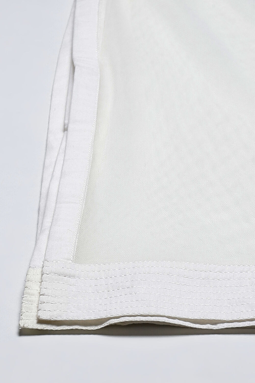 Off White Cotton Silk Straight Yarndyed Suit Set image number 3