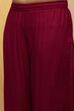 Wine Viscose Blend Straight Suit Set image number 6