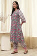 Blue and Pink Cotton Printed Straight Kurta Set image number 3