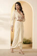 Ivory Viscose Rayon Embroidered Layered Fusion Set image number 3