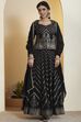 Black Polyester Kalidar Lehenga Set image number 0
