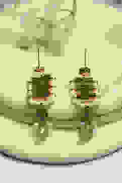 Pink Green Brass Drop & Danglers image number 2