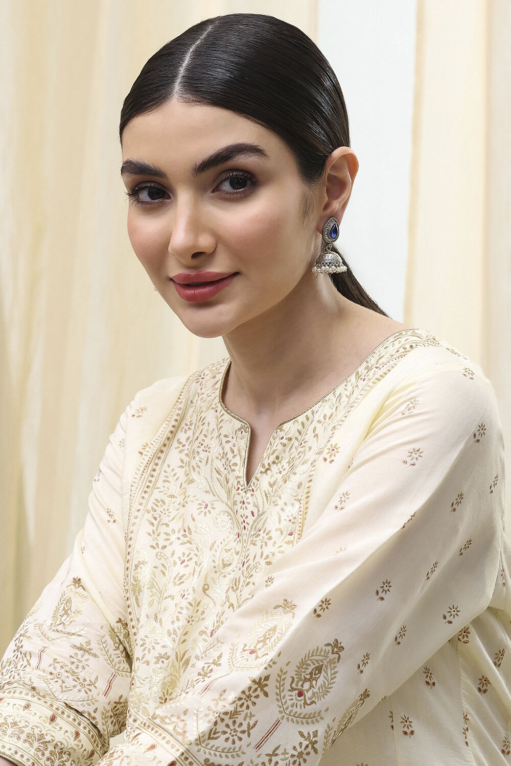 Navy Brass Jhumka image number 3