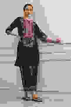 Brown Cotton Printed Straight Kurta Set image number 0