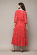 Blue Polyester Tiered Printed Dress image number 4