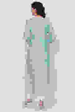 Blue Cotton Silk Straight Kurta Churidar Suit Set image number 4