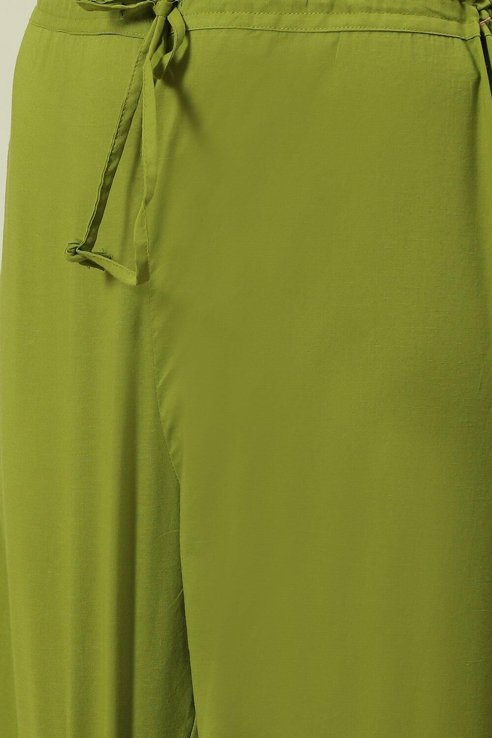 Mehndi Cotton Straight Kurta Palazzo Suit Set image number 3