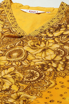 Yellow Cotton Blend Straight Printed Kurta image number 1