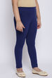 Navy Blue Cotton Lycra Solid Leggings image number 0