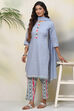 Blue Cotton Unstitched Dress Material Suit Set image number 0