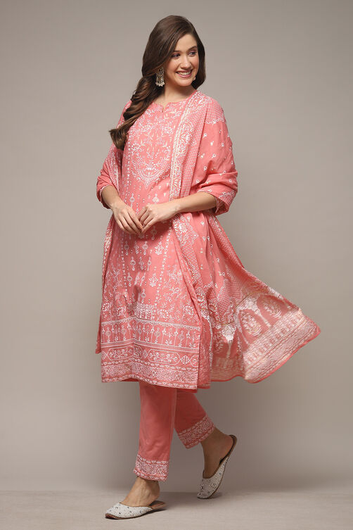 Sea Green Cotton Straight Kurta Pants Suit Set image number 0