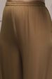 Brown Poly Crepe Digital Print Unstitched Suit Set image number 3